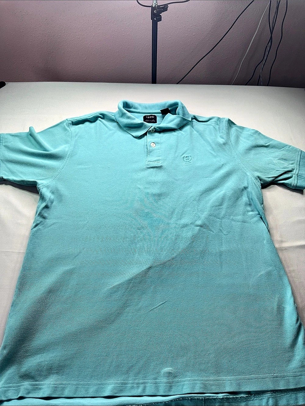 IZOD Silk Wash Polo Shirt in Blue Large Like New